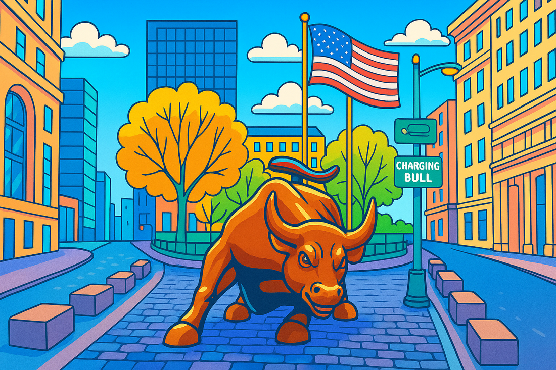 Charging Bull statue symbolizing cautious investor sentiment as markets await Nvidia earnings results