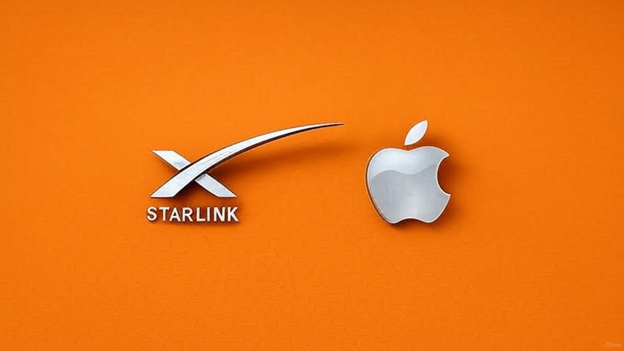 Apple logo and SpaceX rocket showing future satellite internet for iPhones