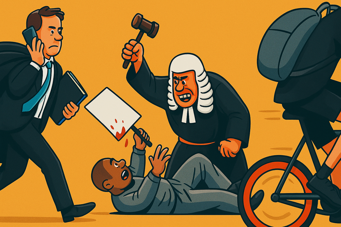 Controversial street art by Banksy depicting justice and protest in London