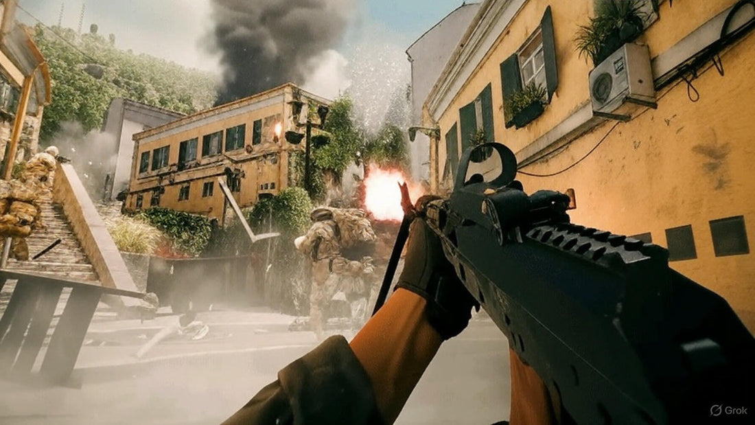 EA’s Battlefield 6 gameplay scene showing explosions and fighter jets