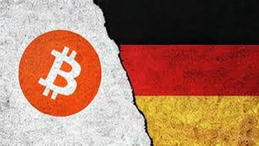 Bitcoin coins and German flag illustrating government crypto sale and lost profits opportunity