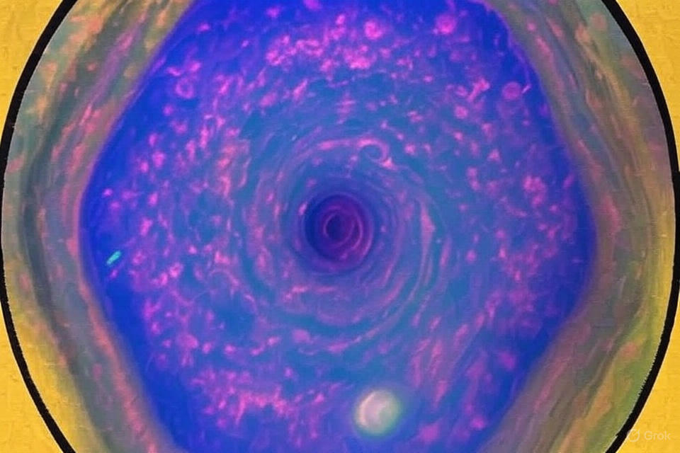 Saturn polar vortex hexagon storm revealed by JWST infrared data
