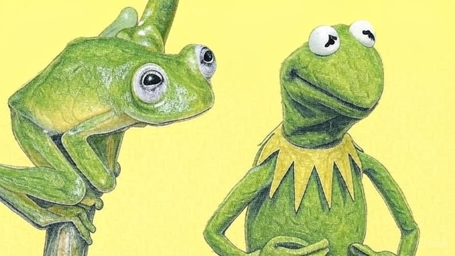 Glass frog Hyalinobatrachium dianae in Costa Rica with resemblance to Kermit the Frog