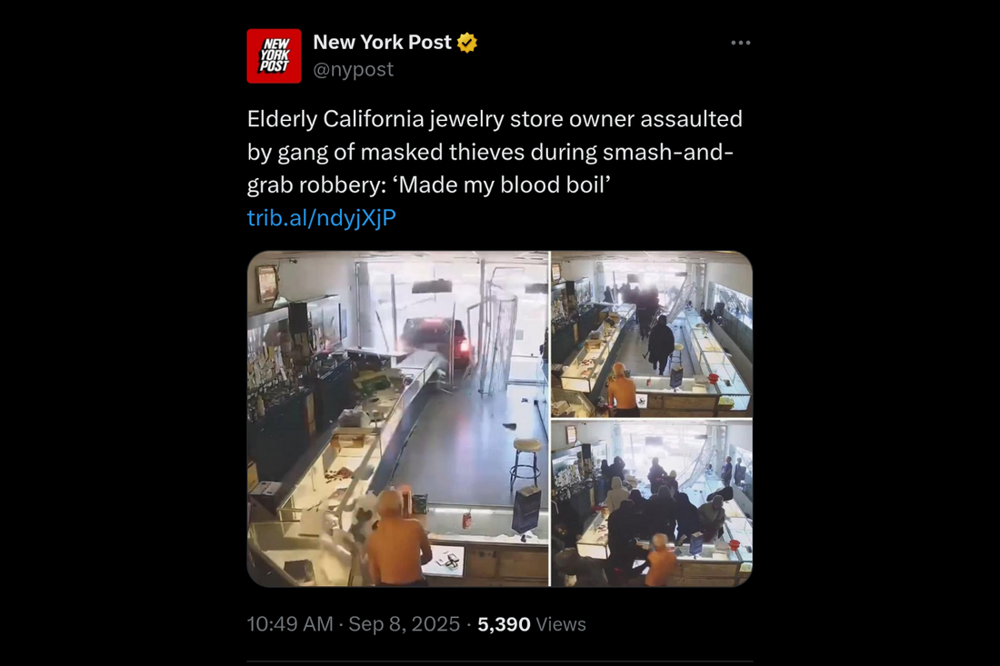 Masked thieves storming jewelry store in San Jose targeting elderly shop owner