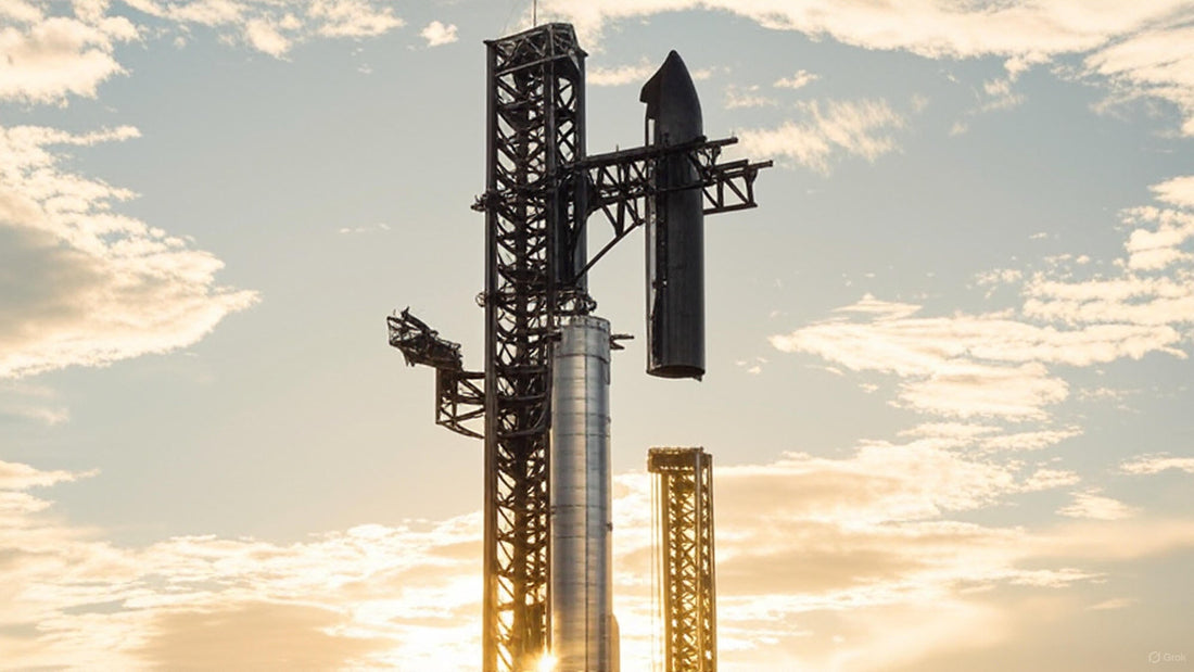 Starship rocket ascending toward Mars during the upcoming Flight 11 test launch.