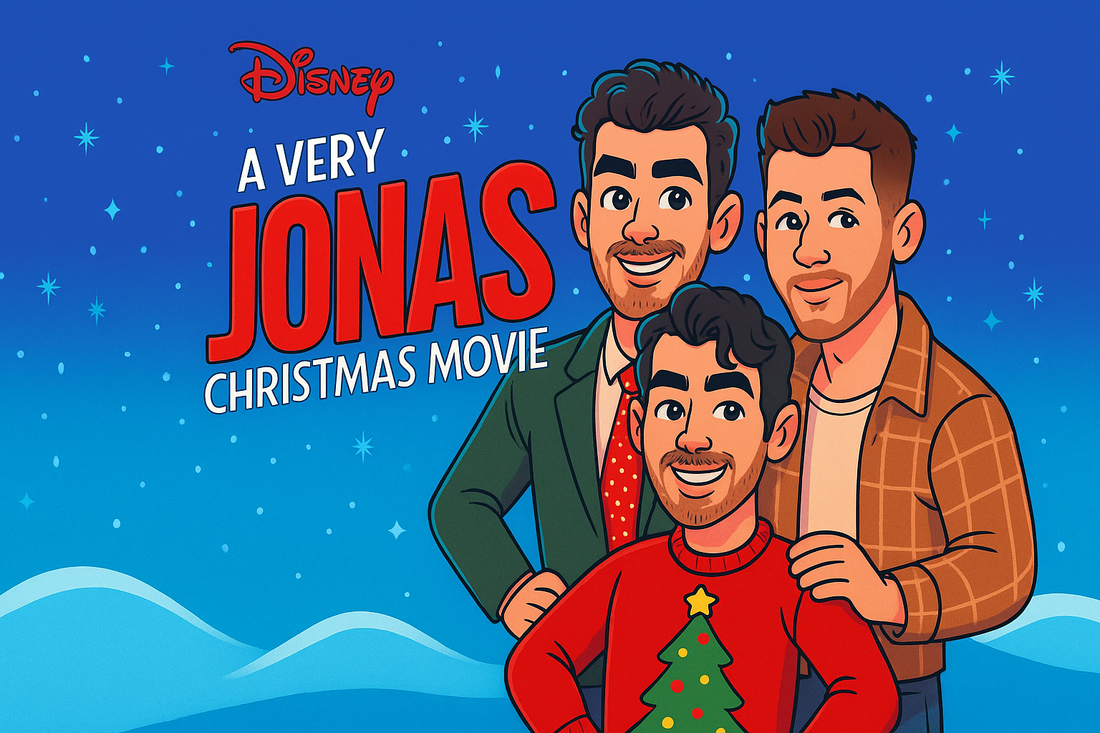 Star-studded cast of A Very Jonas Christmas Movie including Randall Park and Laverne Cox