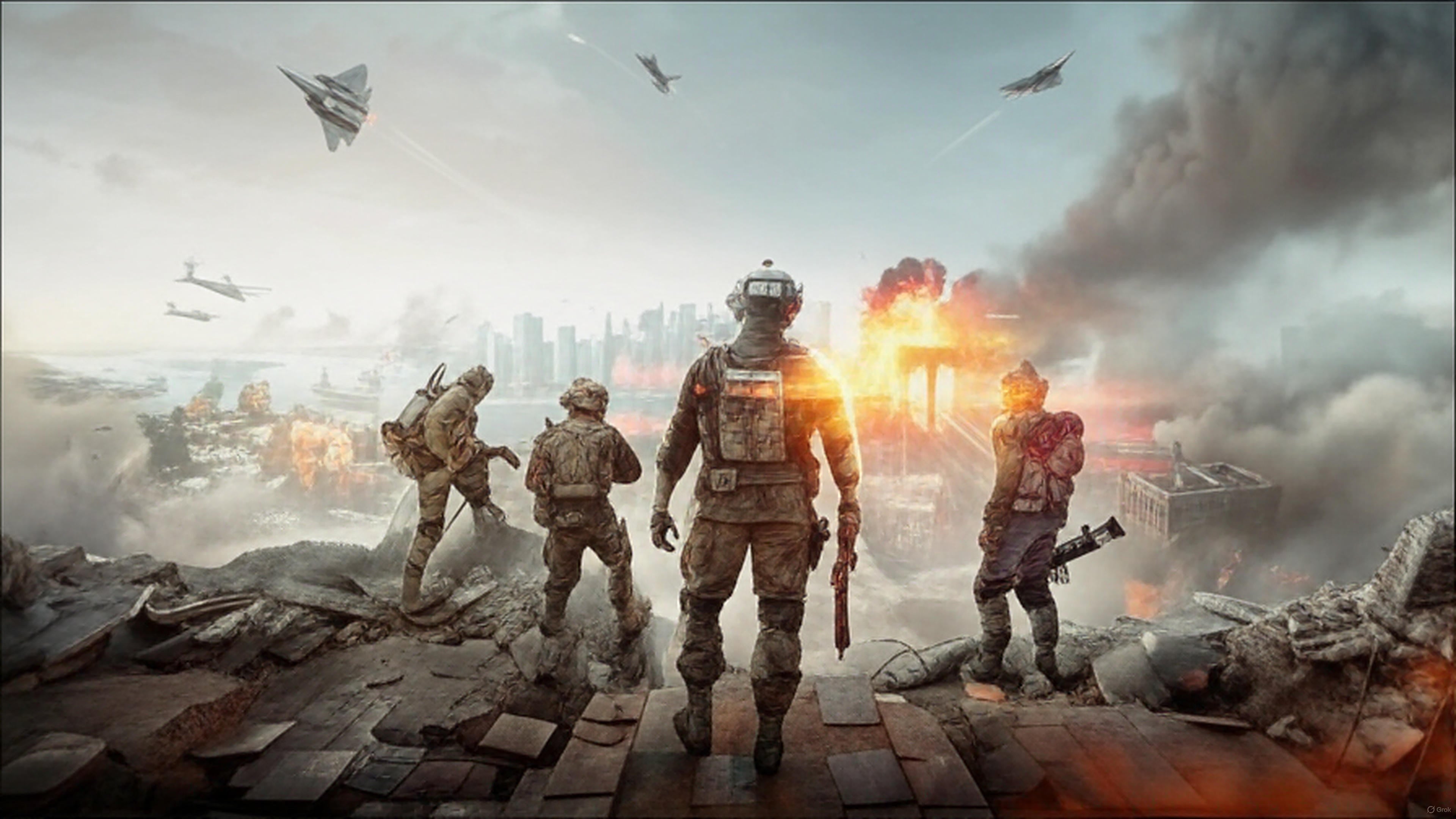 Multiplayer gameplay of Battlefield 6 showing soldiers and vehicles in action