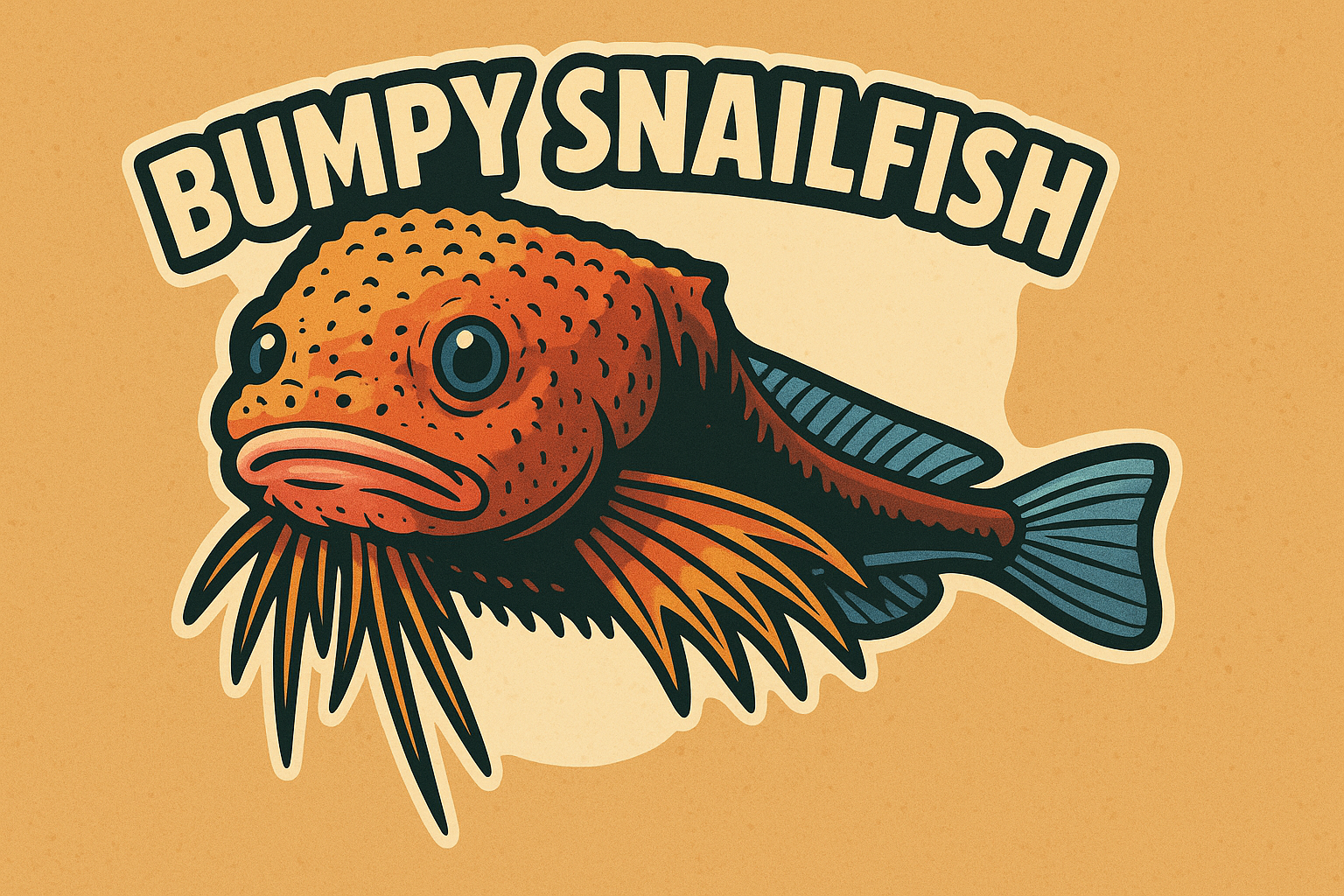 Close-up of the newly discovered Bumpy Snailfish, highlighting its wrinkly skin and cute underwater appearance.