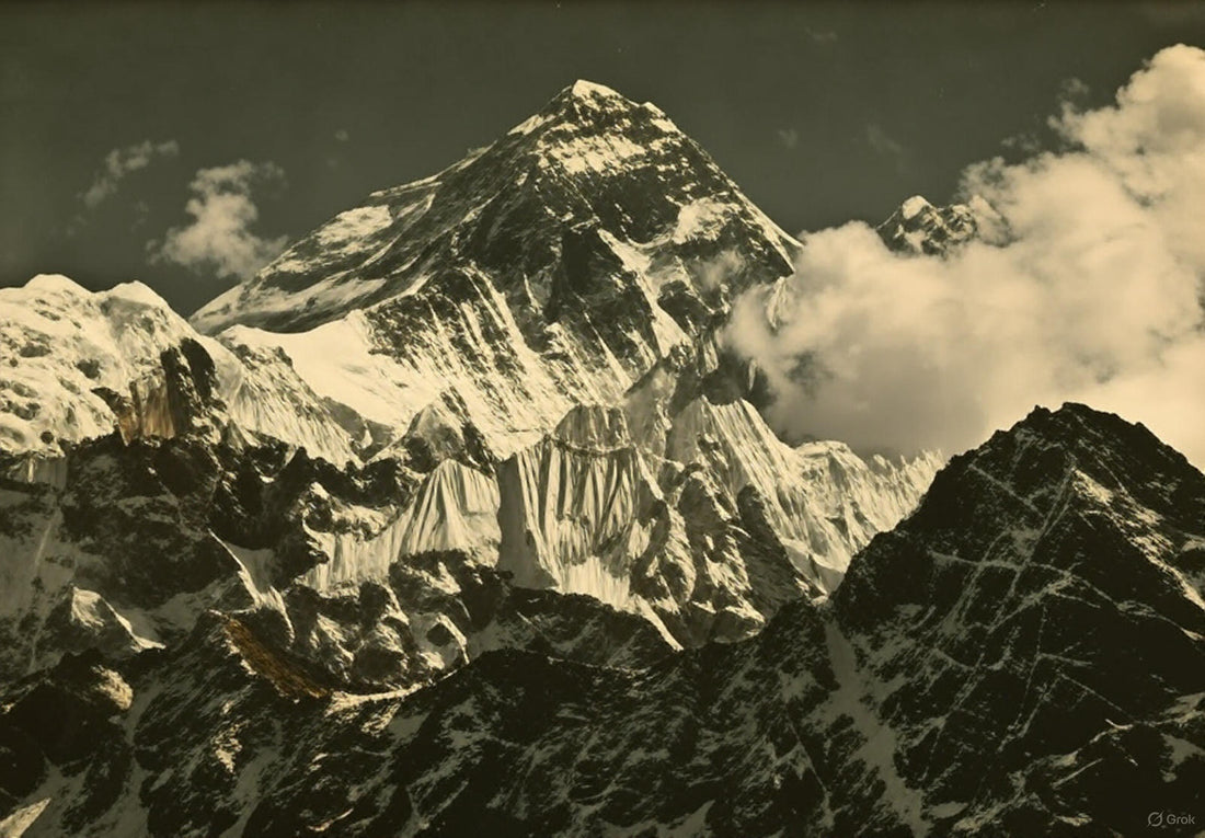 Aerial view of Mount Everest from a DJI drone flying over 9,000 meters, shared by @wonderofscience.