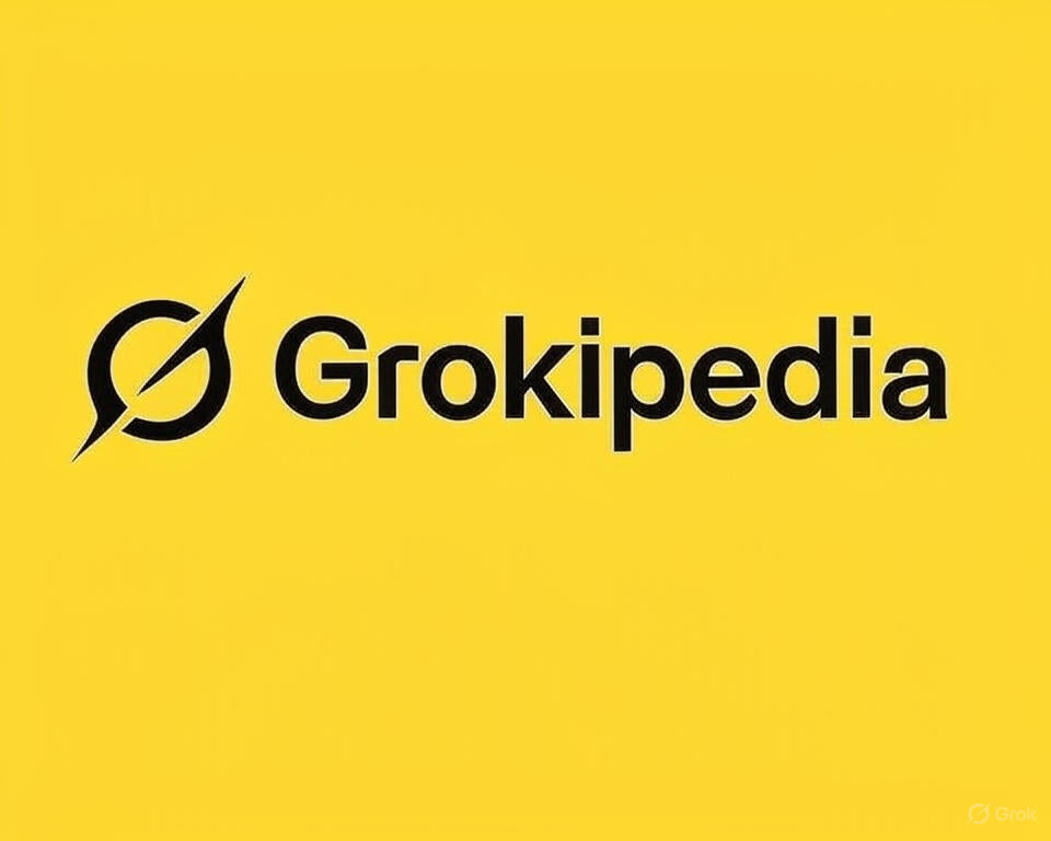 Grokipedia launch concept illustration showing Elon Musk and digital knowledge platform