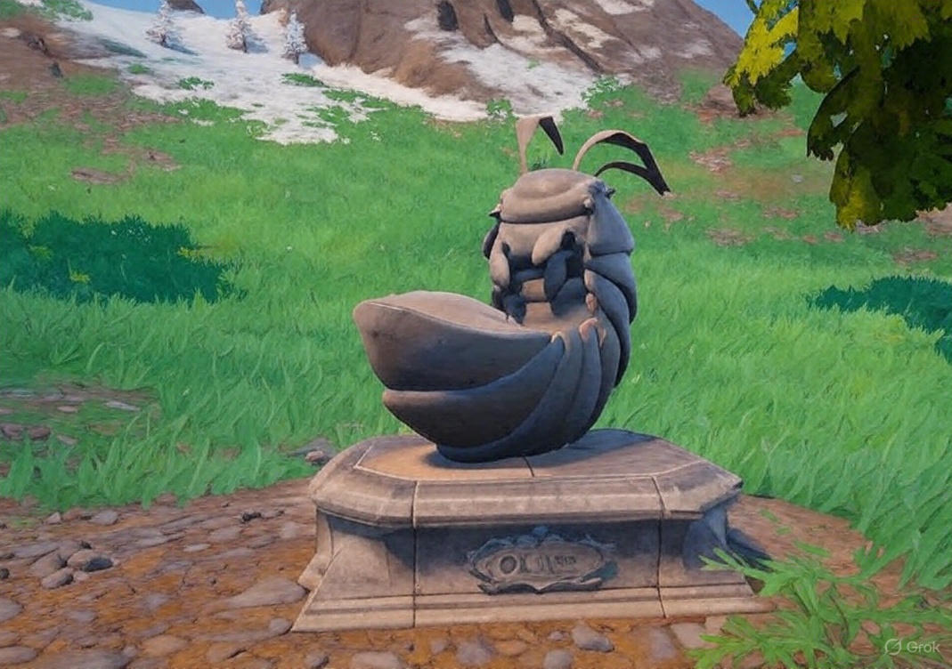Epic Games tribute to Olive in Fortnite with Rollie Pollie statue, touching gaming story