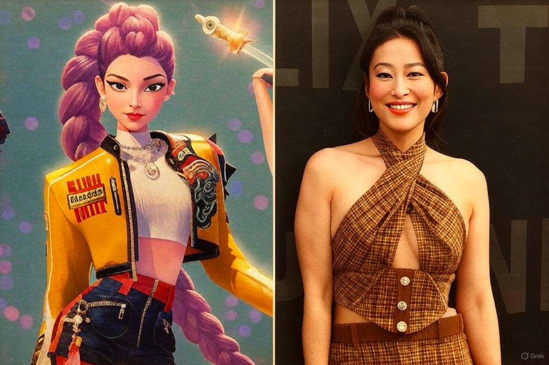 Live Fallon Tonight performance of Netflix's KPop Demon Hunters with neon stage, choreography, and dramatic costumes.