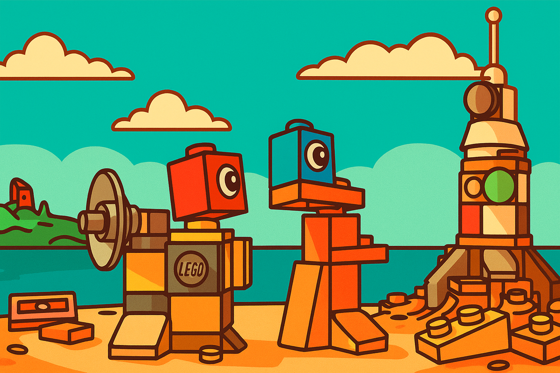 Vibrant LEGO Voyagers game scene showing original LEGO characters in a creative adventure world, highlighting cooperative play.