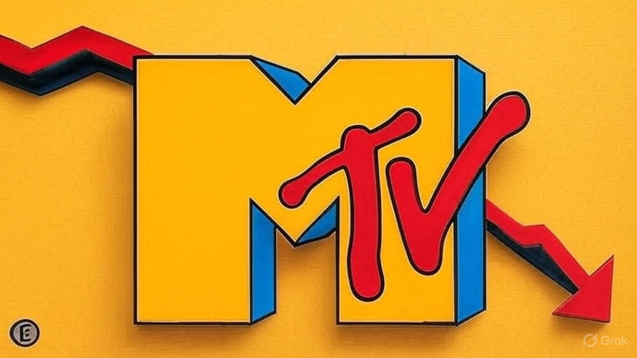 Iconic MTV logos representing MTV Music, MTV 80s, MTV 90s, Club MTV, and MTV Live closing across Europe