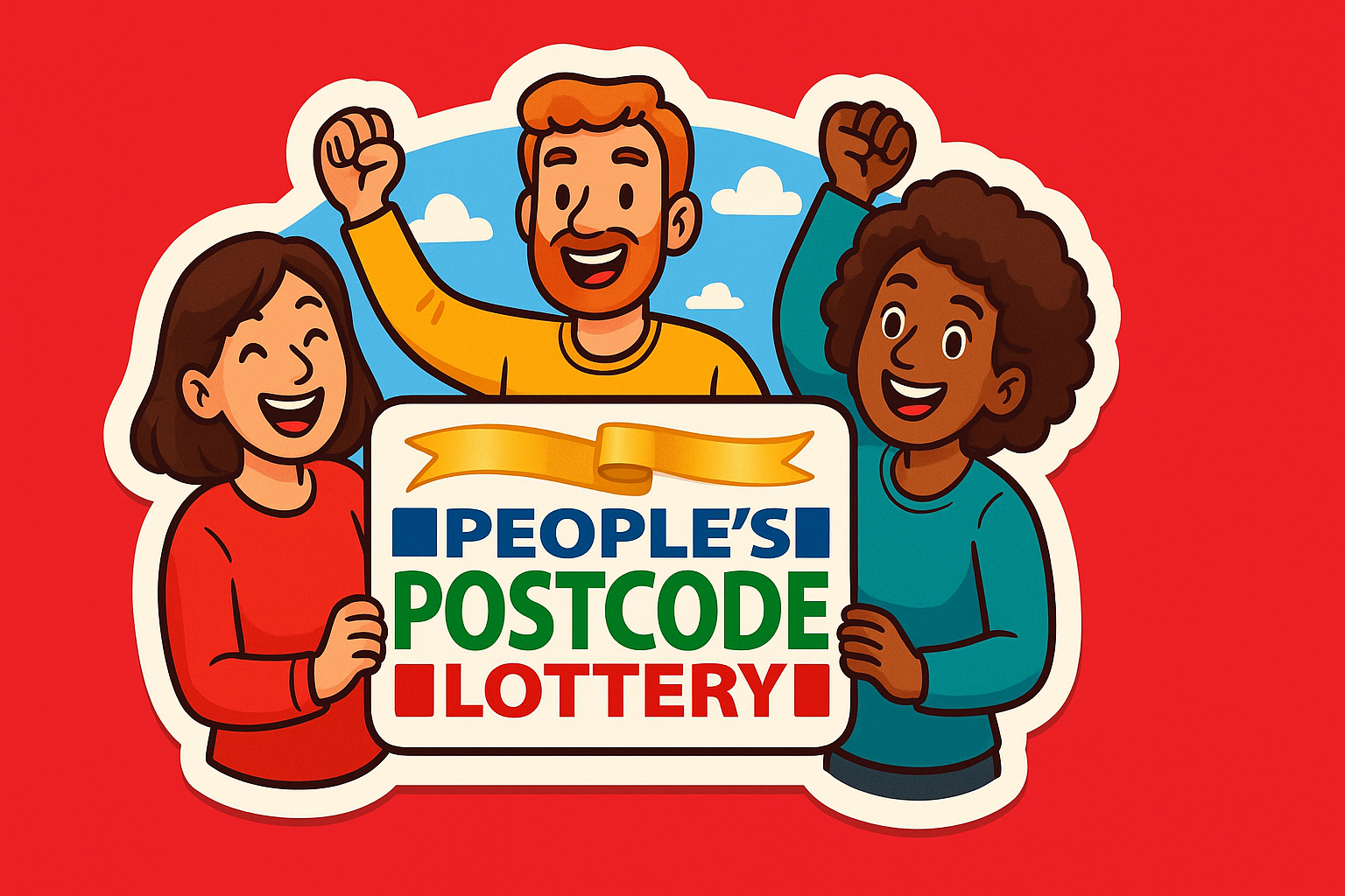 UK street with residents sharing joy after a postcode lottery win