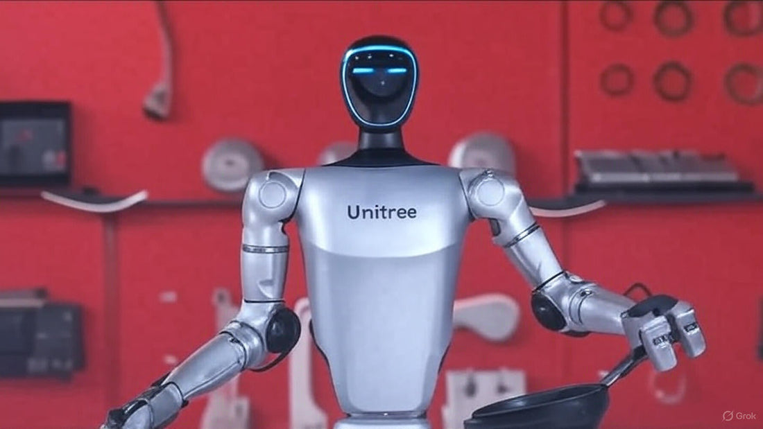 AI-powered humanoid robot Unitree G1 performing martial arts and flips