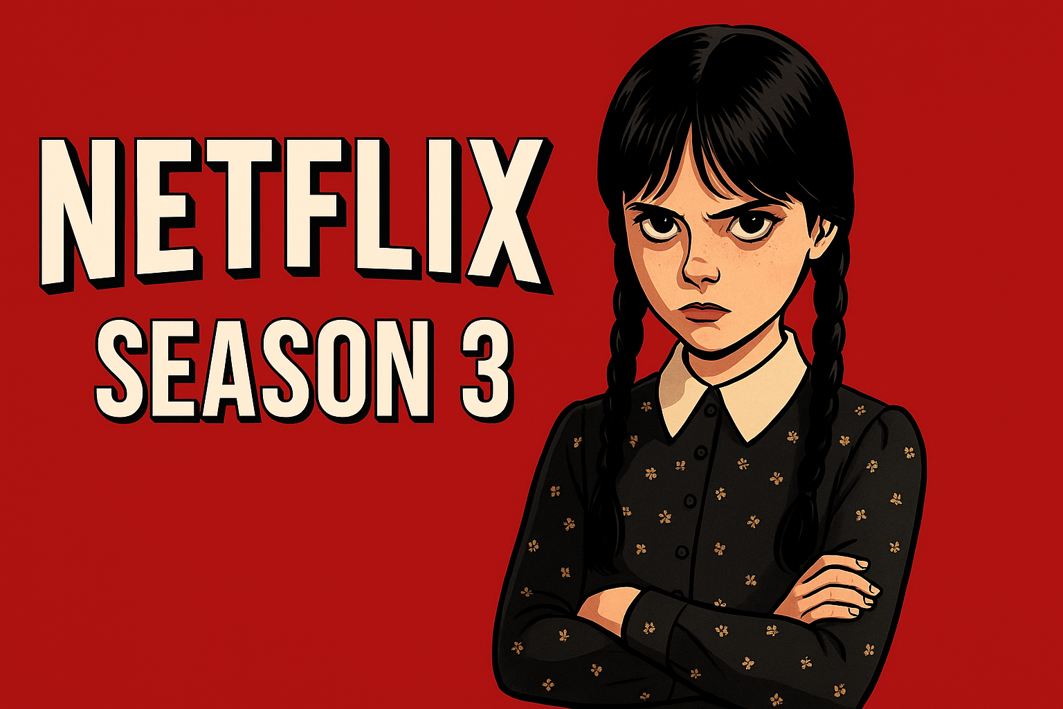 Netflix Wednesday Season 3 teaser image shows three female characters in gothic setting, hinting at Power of Three storyline for 2027 release